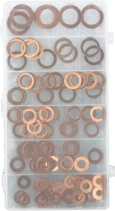 PK TOOL 110 PC COPPER WASHER SET ASSORTMENT KIT 5 - 6 - 8 - 10 - 12 - 16mm