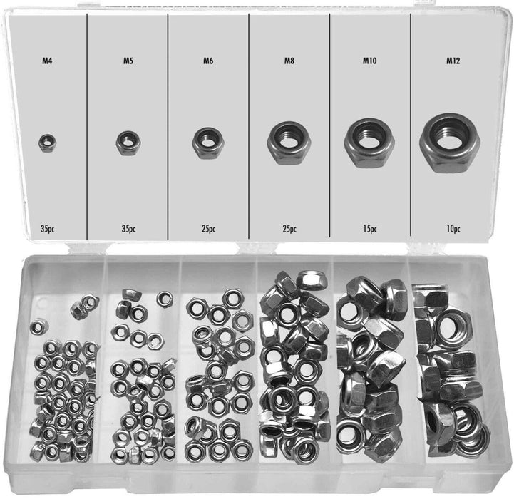 PK TOOL 150Pcs Nylon Insert Nylon Lock Nut Locknuts for Household METRIC