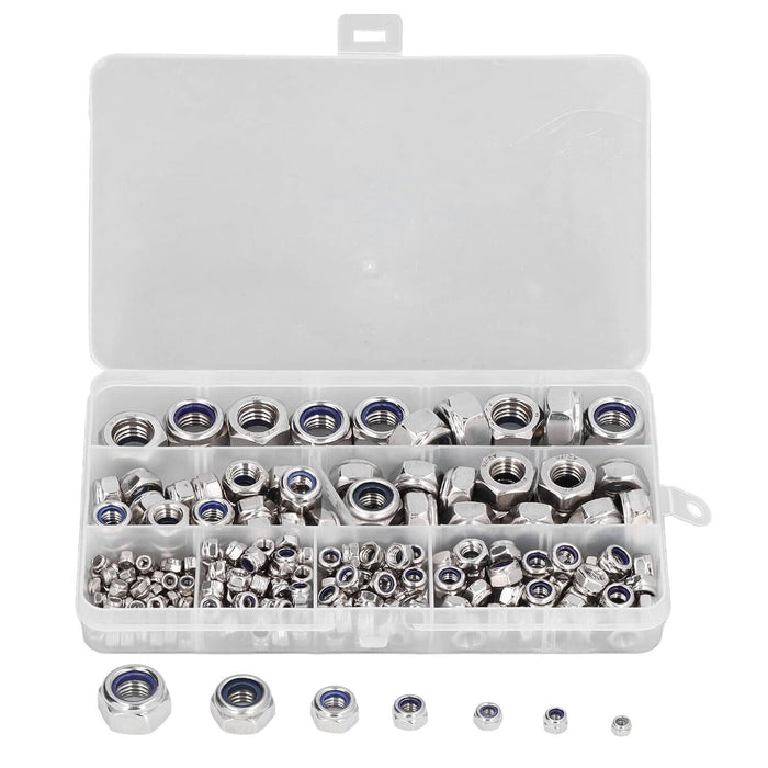PK TOOL 150Pcs Nylon Insert Nylon Lock Nut Locknuts for Household METRIC