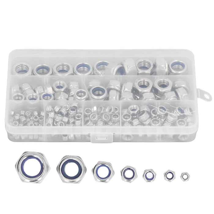 PK TOOL 150Pcs Nylon Insert Nylon Lock Nut Locknuts for Household METRIC