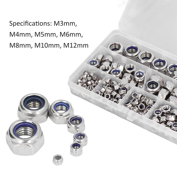 PK TOOL 150Pcs Nylon Insert Nylon Lock Nut Locknuts for Household METRIC