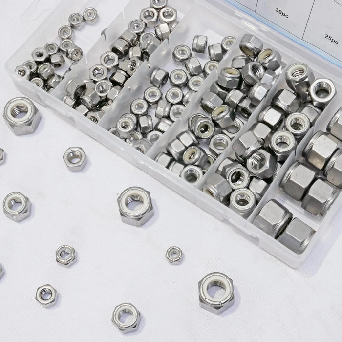 PK TOOL 150Pcs Nylon Insert Nylon Lock Nut Locknuts for Household METRIC
