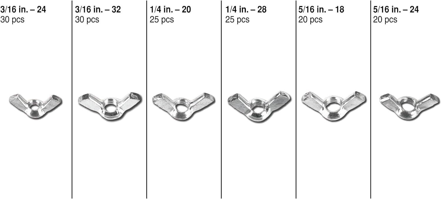 PK TOOL METRIC WING NUT ASSORTMENT GRAB KIT ZINC PLATE 150 PCS ( KIT 2)