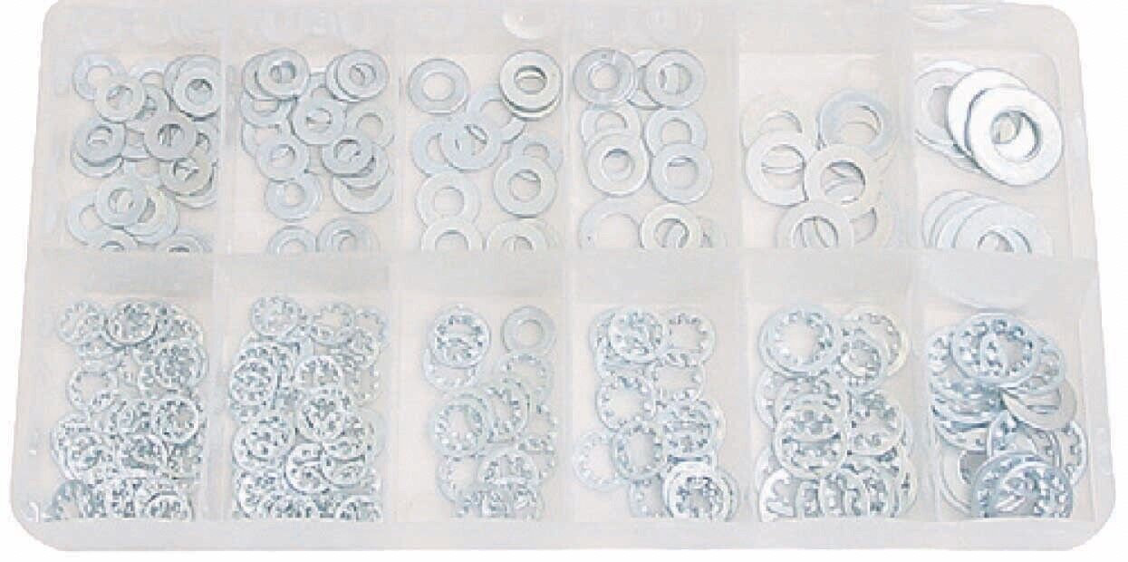 250pc Flat 250pc FLAT & LOCK WASHERS Assortment DIY Workshop Washers Kit Set