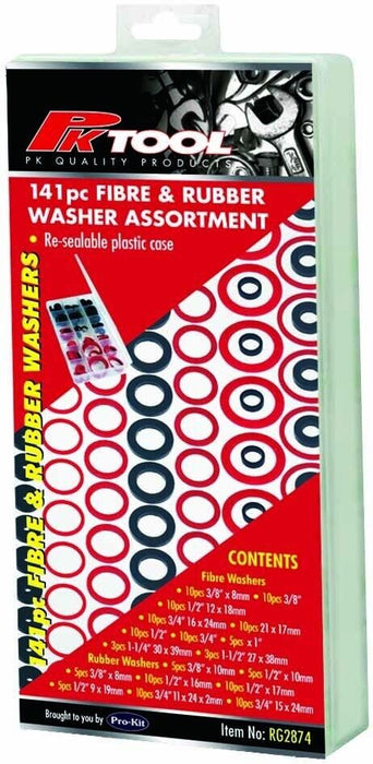 PK TOOL 141 PIECE FIBER & RUBBER WASHER ASSORTMENT EUREKA GRAB KIT  (FD-SEALING)