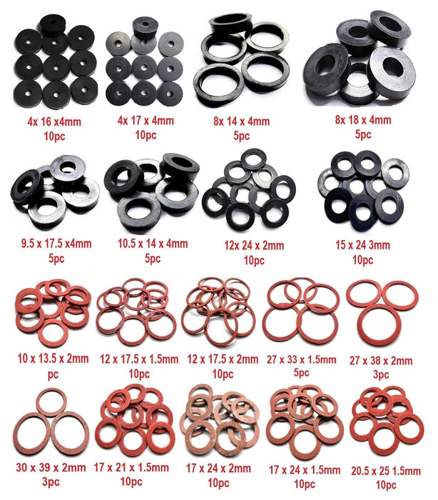 PK TOOL 141 PIECE FIBER & RUBBER WASHER ASSORTMENT EUREKA GRAB KIT  (FD-SEALING)