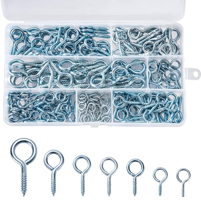 PK TOOL 151PC Kit Zinc Eye Bolt & Eye Hook Screw Assortment Set w/ Storage Case