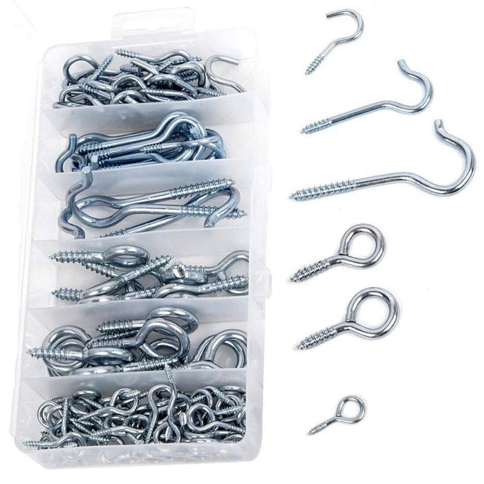 PK TOOL 151PC Kit Zinc Eye Bolt & Eye Hook Screw Assortment Set w/ Storage Case