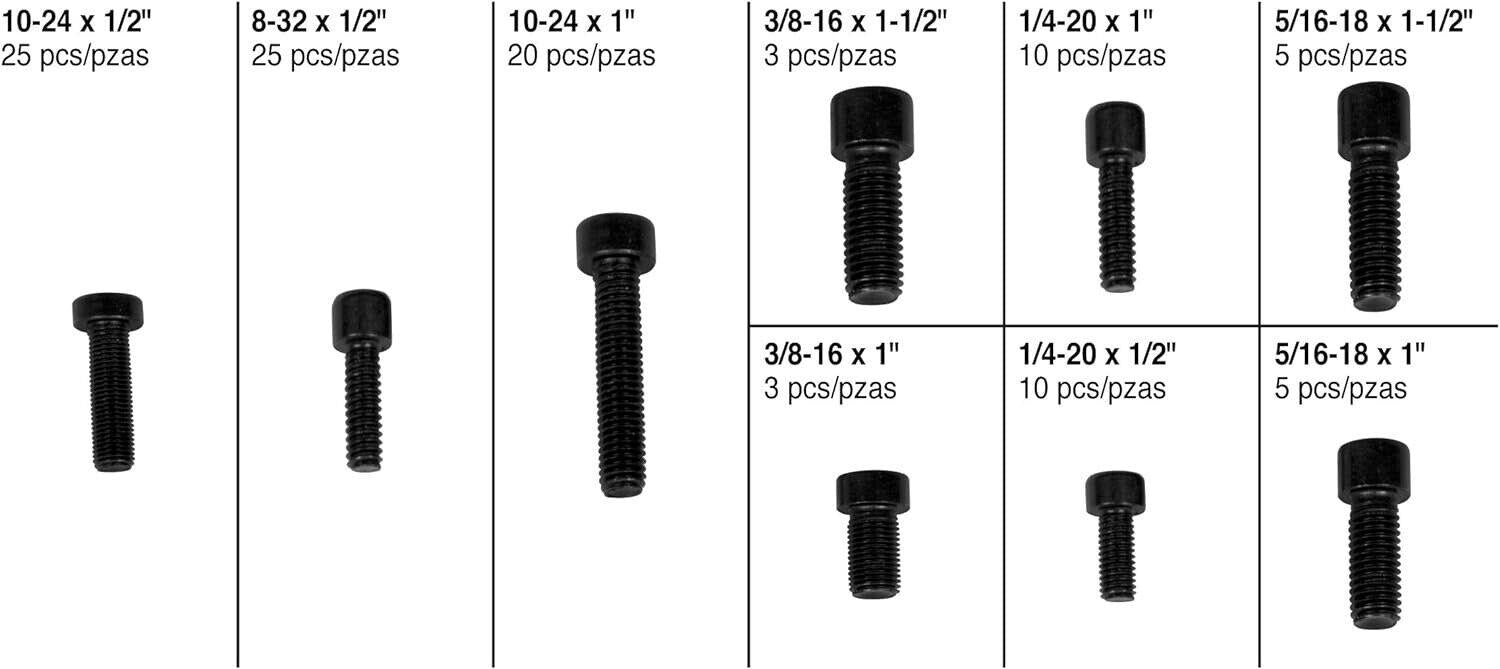 PK TOOL 106pc Hex Allen Cap Head Bolts Carbon Steel Bolt Kits Black Finish