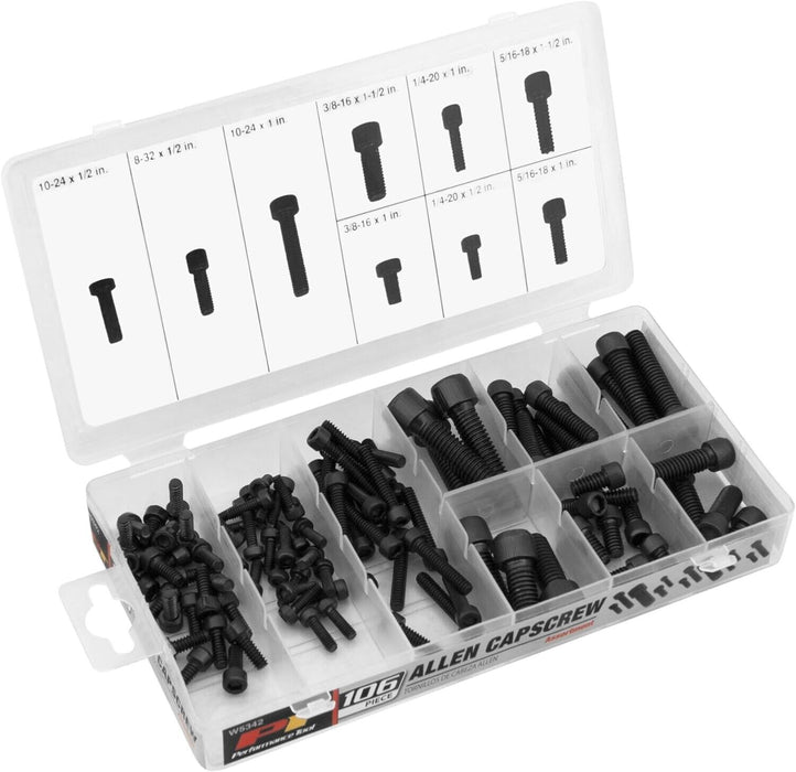 PK TOOL 106pc Hex Allen Cap Head Bolts Carbon Steel Bolt Kits Black Finish