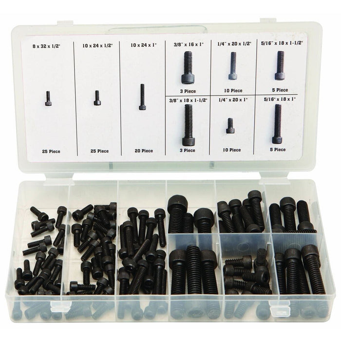 PK TOOL 106pc Hex Allen Cap Head Bolts Carbon Steel Bolt Kits Black Finish