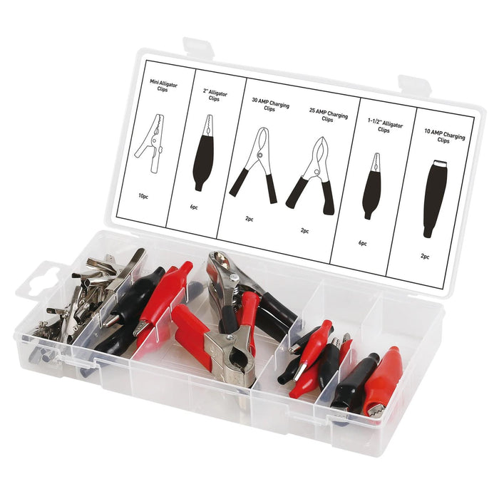 PK TOOL 28Pc Electrical Clip Assortment Electric Alligator Battery Clamps Set
