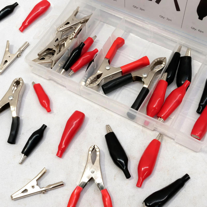 PK TOOL 28Pc Electrical Clip Assortment Electric Alligator Battery Clamps Set