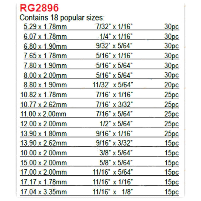 PK TOOL O-RING ASSORTMENT - 420PC HNBR GREEN AIR CONDITION O-RING RG2896