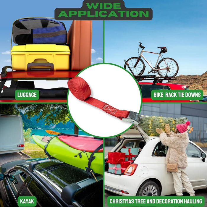 Loadmaster 2PCS 38mm 2.5M 350kg Motorcycle Cam Buckle Set with S & D Hooks