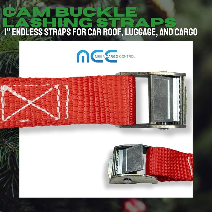 Loadmaster 2PCS 38mm 2.5M 350kg Motorcycle Cam Buckle Set with S & D Hooks