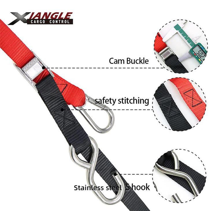 Loadmaster 2pc 38mm 2.5mtr 350kg MOTORCYCLE CAM BUCKLE SET with S & D HOOKS