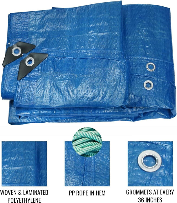 Heavy Duty Tarpaulin Waterproof Cover Shelter Camping Car Weatherproof Blue Tarp