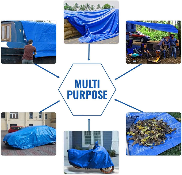 Heavy Duty Tarpaulin Waterproof Cover Shelter Camping Car Weatherproof Blue Tarp