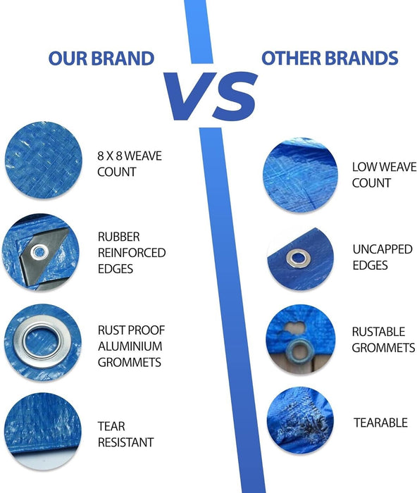 Heavy Duty Tarpaulin Waterproof Cover Shelter Camping Car Weatherproof Blue Tarp