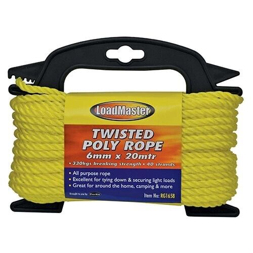 Strong Multi-Purpose Rope 8mm x 20m | Twisted Chord Poly Rope |Yellow Hi-Vis | A