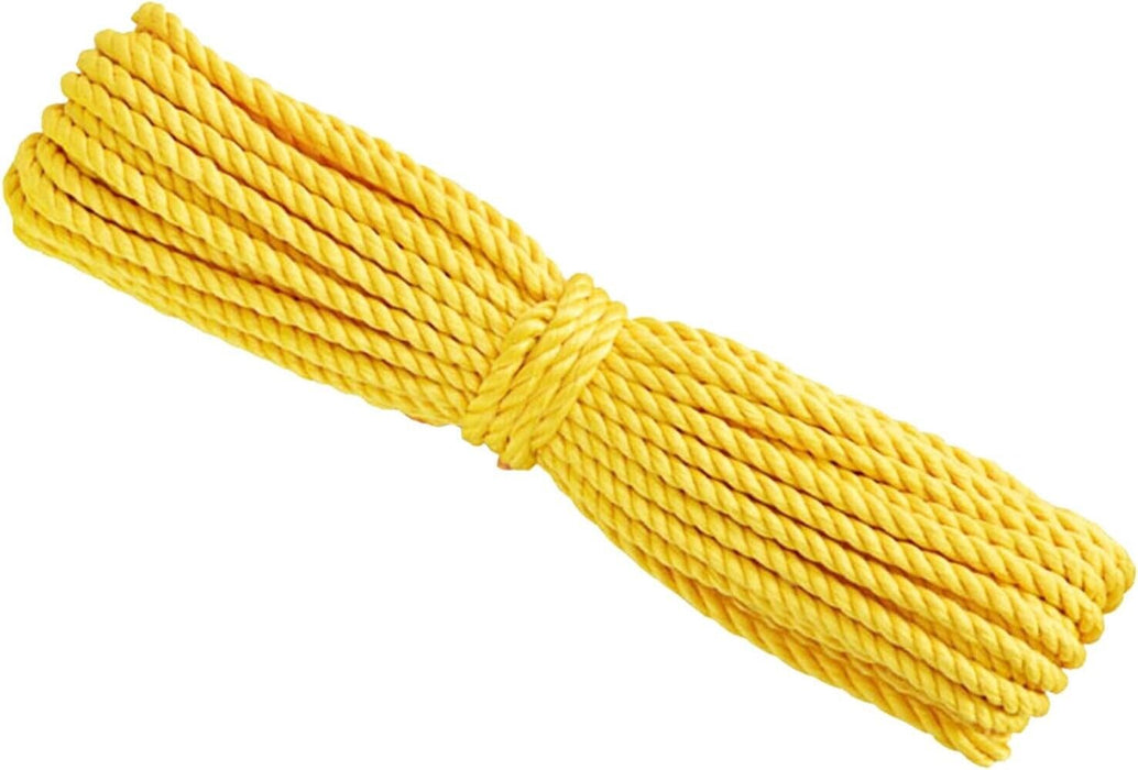 Strong Multi-Purpose Rope 8mm x 20m | Twisted Chord Poly Rope |Yellow Hi-Vis | A