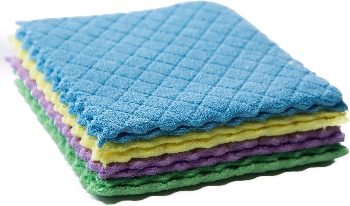 10 x Microfibre Sponge Cleaning Cloth Kitchen Glass Towel Wipes Dust Dish Cloths