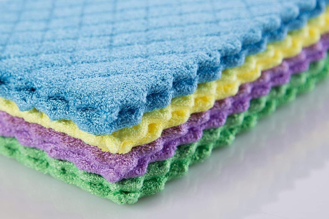 10 x Microfibre Sponge Cleaning Cloth Kitchen Glass Towel Wipes Dust Dish Cloths