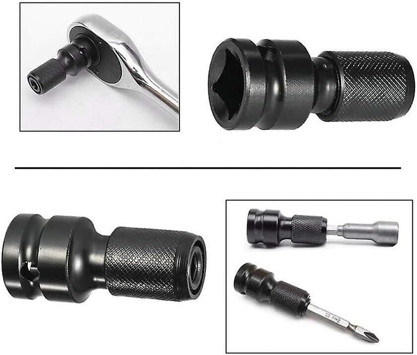 3PC 1/2-1/4Dr Hex Drill Chuck Change Socket Adapter For Impact Wrench