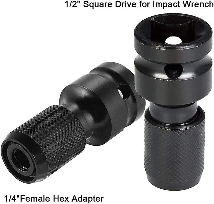 3PC 1/2-1/4Dr Hex Drill Chuck Change Socket Adapter For Impact Wrench