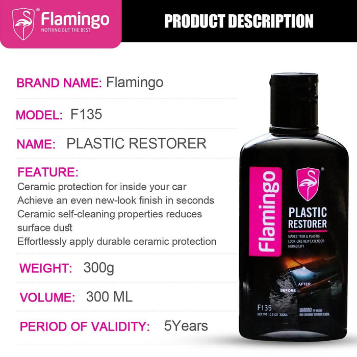 Flamingo Plastic Bumper & Trim Restorer 300ml Restores Black & All Colour Trim