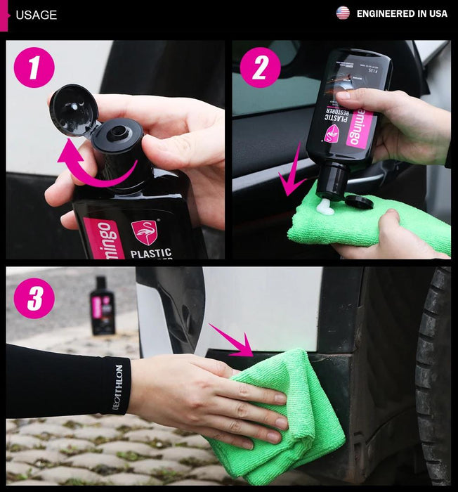 Flamingo Plastic Bumper & Trim Restorer 300ml Restores Black & All Colour Trim