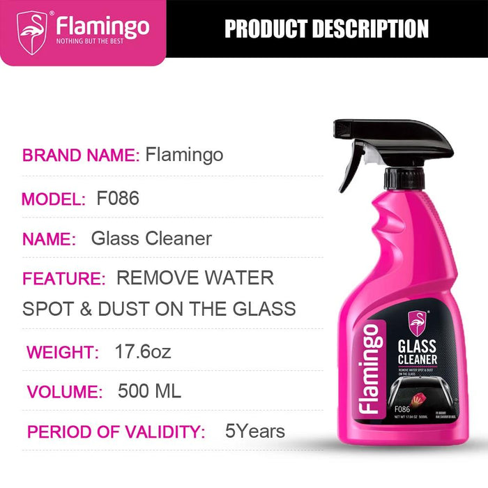 Flamingo Glass Cleaner 500ml Windows Windscreen Mirrors Car & Household