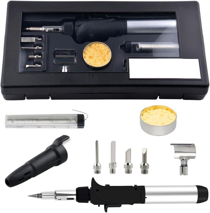 TOOLKING 9PC Portable Butane Gas Soldering Iron Kit Welding Kit Torch Pen