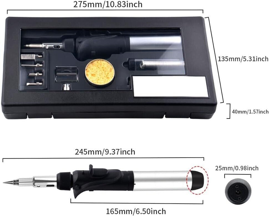 TOOLKING 9PC Portable Butane Gas Soldering Iron Kit Welding Kit Torch Pen