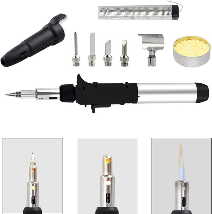 TOOLKING 9PC Portable Butane Gas Soldering Iron Kit Welding Kit Torch Pen