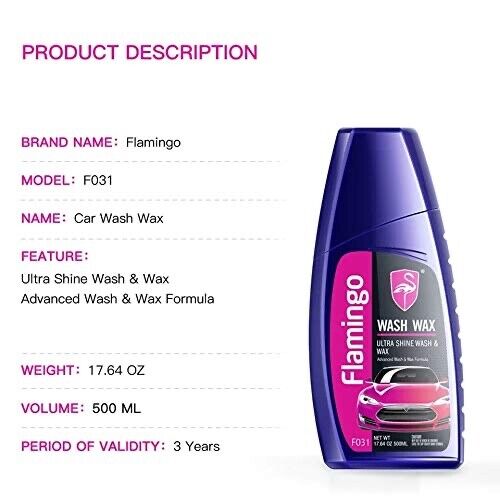 Flamingo Car Wash & Wax 500ml Premium Ultra Shine Carnauba Advanced Formula