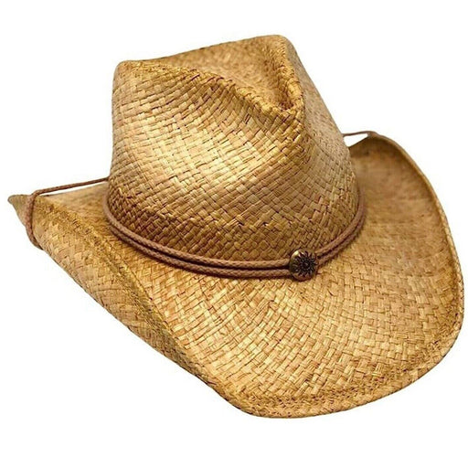 2PC Straw Cowboy HAT Outback Western Jacaru Mens Womens - FISHER DISCOUNT