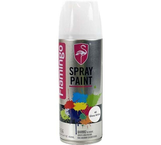 FLAMINGO Gloss Enamel White Aero Spray Paint Can 450ML Wattyl Anti-Corrosive - FISHER DISCOUNT