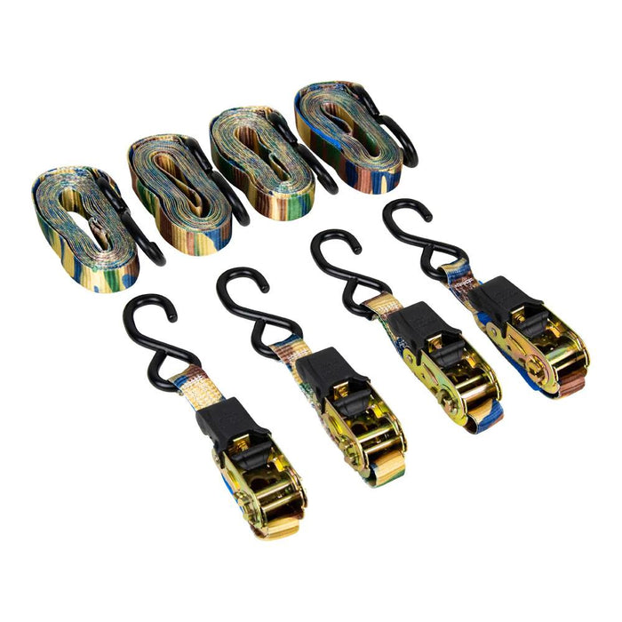 Monkey Grip Camouflage Ratchet Tie Down 450KG Capacity 4M x 25mm - 4 Pack