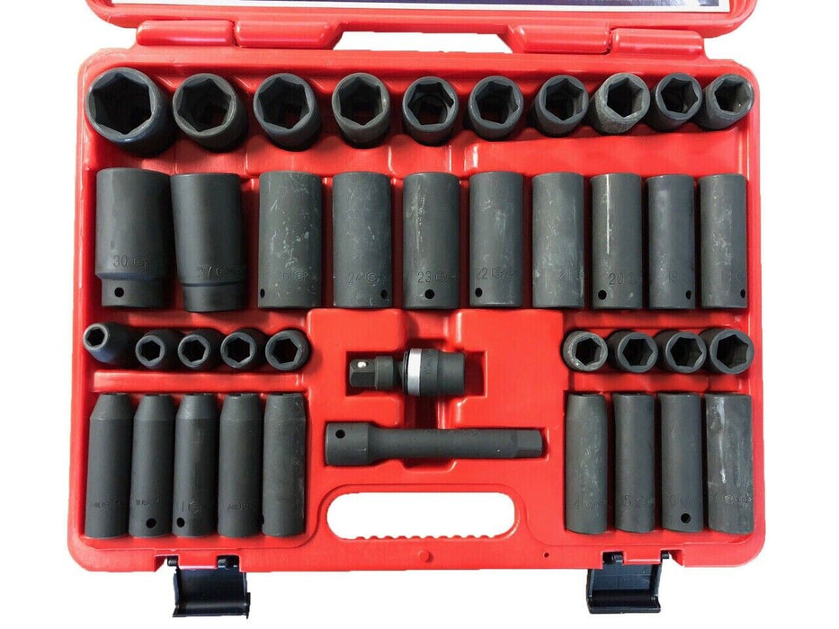 Genius Tools 34PC 1/2" Dr. SAE Master Impact Socket Set (CR-Mo) - GS-434S Taiwan