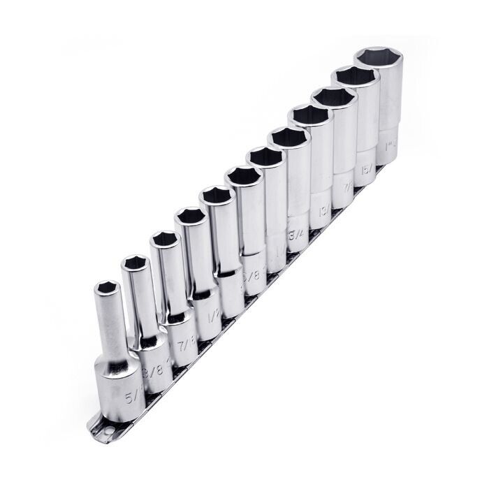 Genius Tools 12 Piece 1/2" Dr. SAE Deep Hand Socket Set Made in Taiwan 5/16-1”