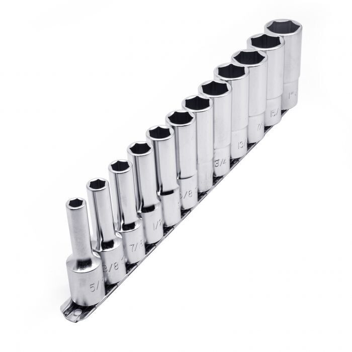 Genius Tools 12 Piece 1/2" Dr. SAE Deep Hand Socket Set Made in Taiwan 5/16-1”