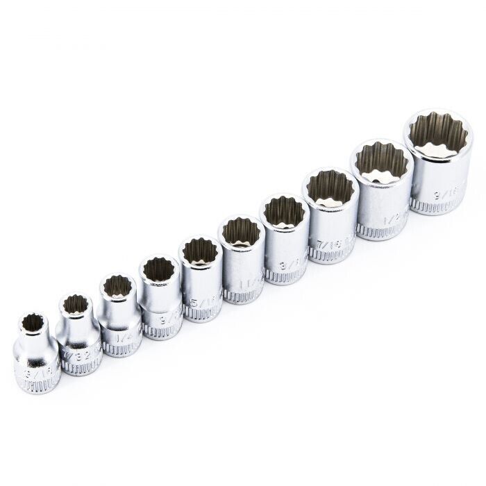 Genius Tools 10Pcs 1/4" Dr SAE Hand Socket Set Made in Taiwan 1/4-9/16”