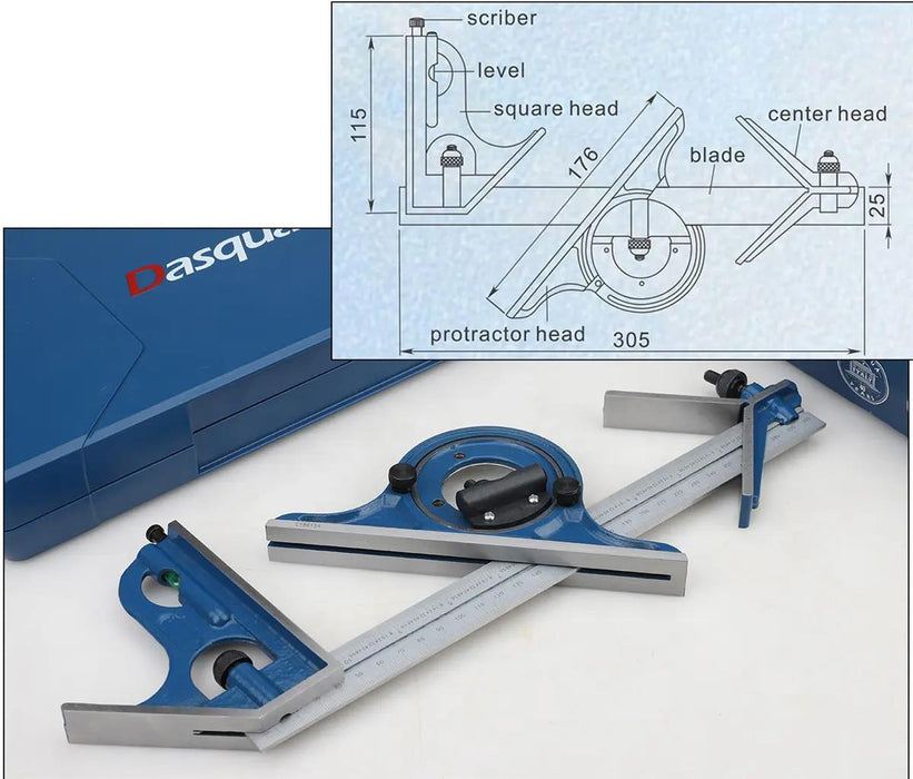 DASQUA High Quality Surface Durability Angle Measuring 300mm / 12″ Easy 0.5mm
