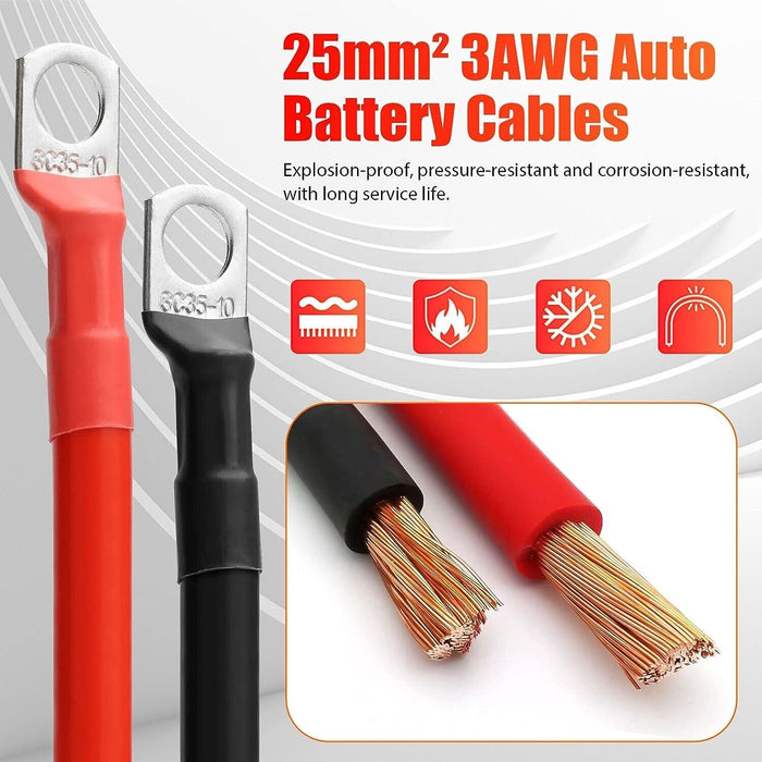 PK TOOL 100% Copper Battery Cable Car Boat Marine Inverter RV solar 300-1270mmL