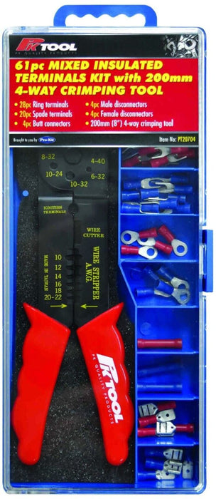 PkTool - 61pc Crimping Tool with 60 Assorted Insulated Terminals Plastic Case
