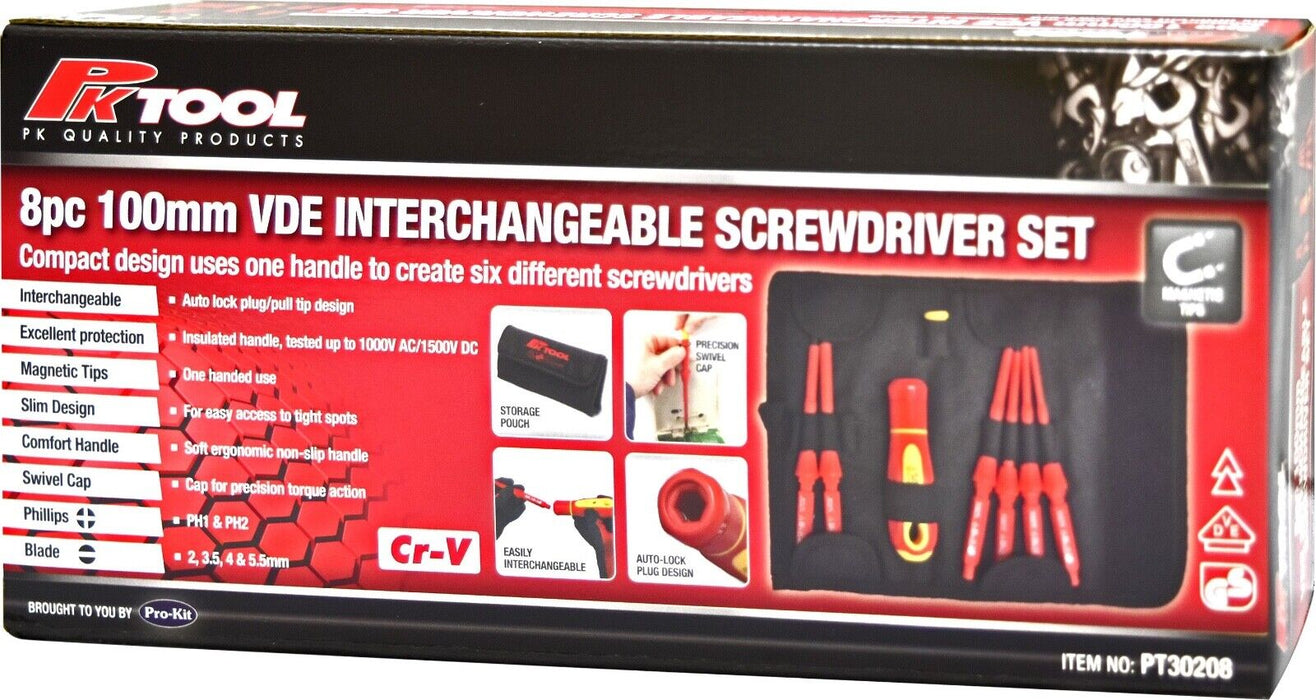 PK TOOLS VDE Screwdriver Set CR-V Screw Magnetic Combination Screwdriver Set