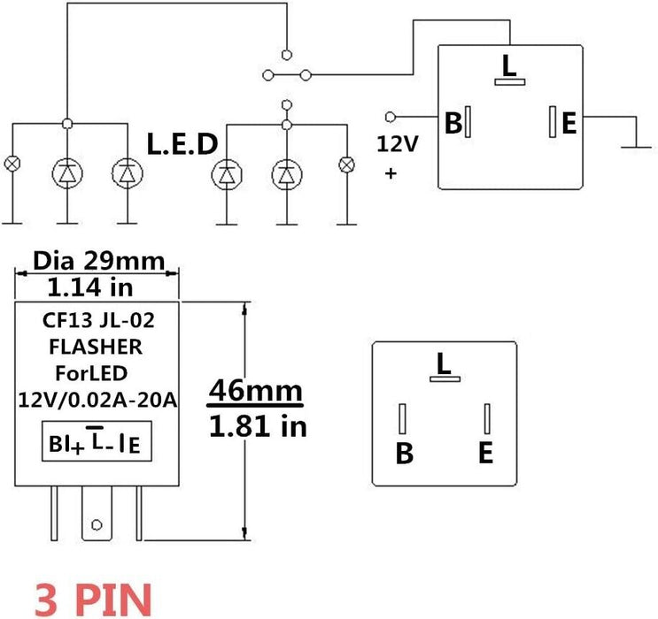 3-Pin LED Flasher Relay Unit Car Turn Signal Indicator Blinker Light Flash 12V