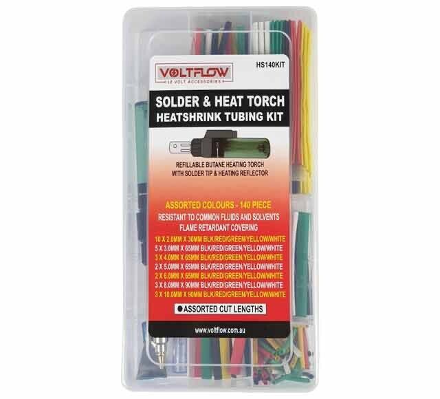 GAS TORCH WITH ASSORTED COLOURS HEAT SHRINK TUBING SET 140 PIECES